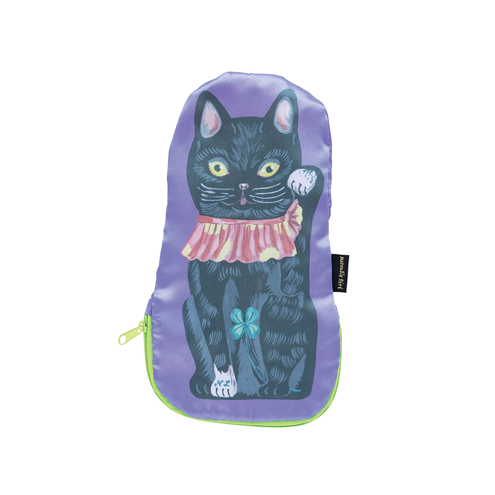 Nathalie Lete Satin pouch Lucky cat-BK | 8000000works Nathalie Lete Satin pouch Lucky cat-BK | 8000000works